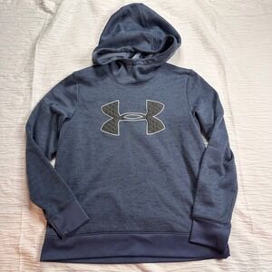Under Armour ColdGear Hoodie Quilted Logo Blue Sweatshirt Women's Medium